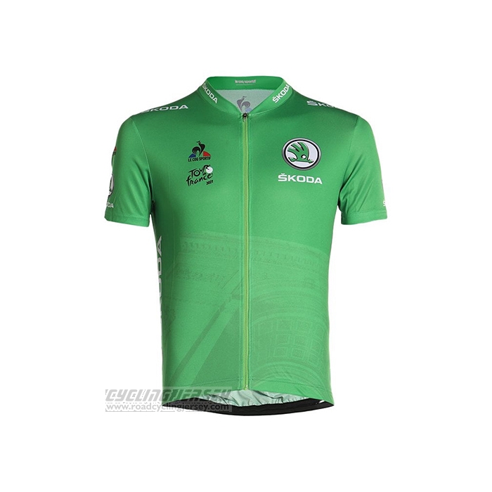 2021 Cycling Jersey Tour de France Green Short Sleeve and Bib Short